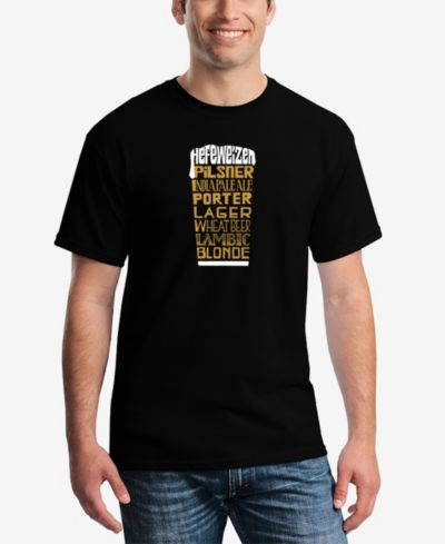 Мужская футболка LA Pop Art Styles of Beer Word Art, короткий рукав