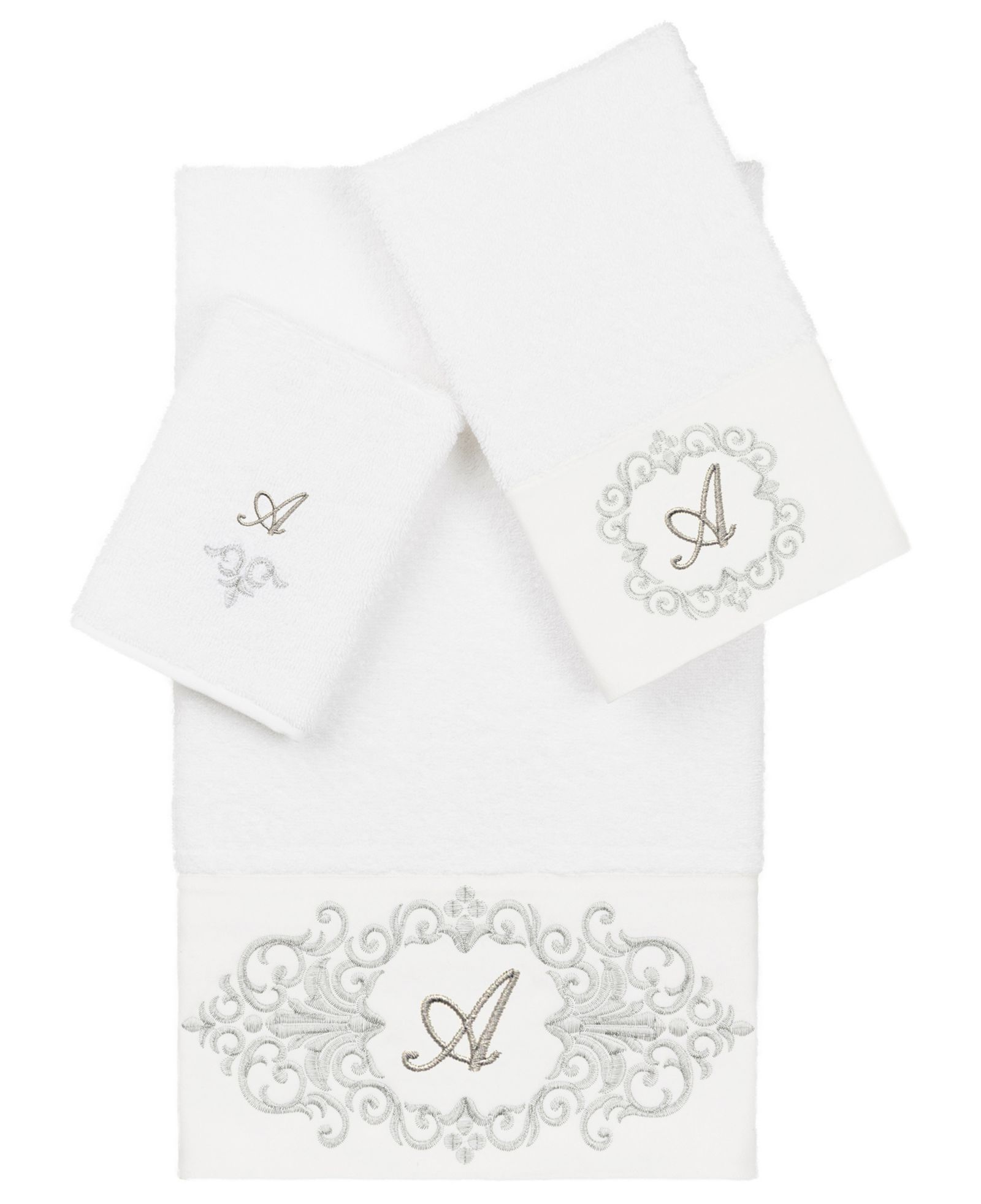 Linum Home комплект полотенец Turkish Cotton Monica Embellished, White
