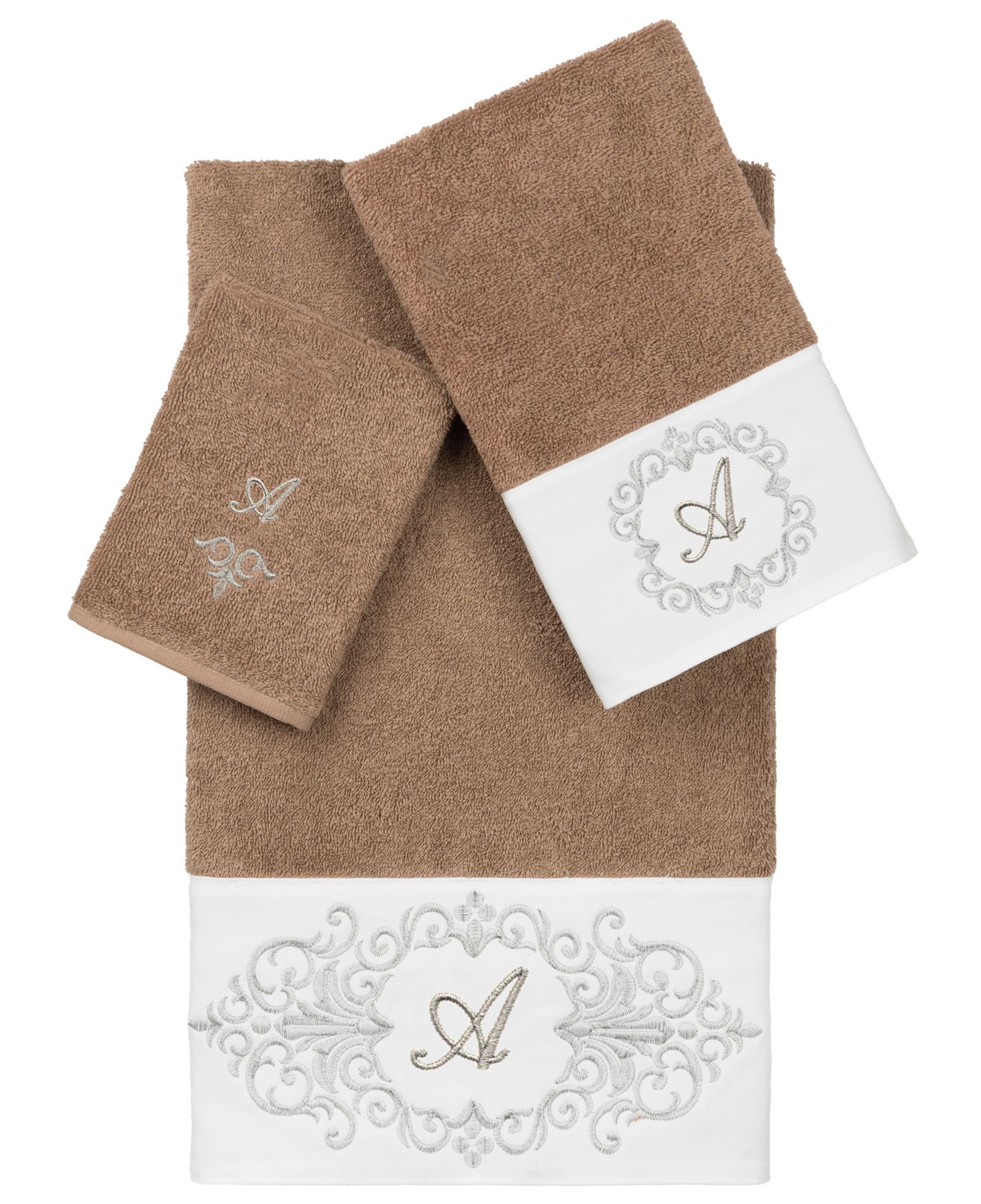 Набор полотенец Linum Home Turkish Cotton Monica Embellished 3 Piece Set - Latte