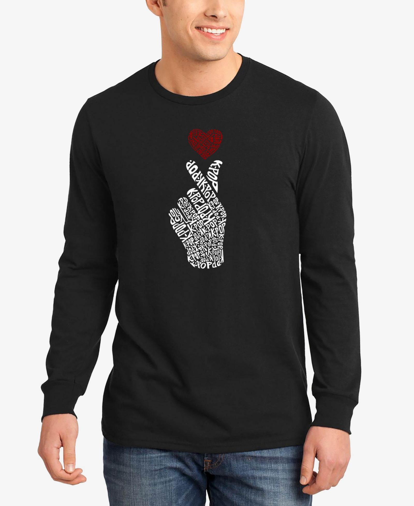 LA Pop Art Men's K-pop Word Art Long Sleeves T-shirt