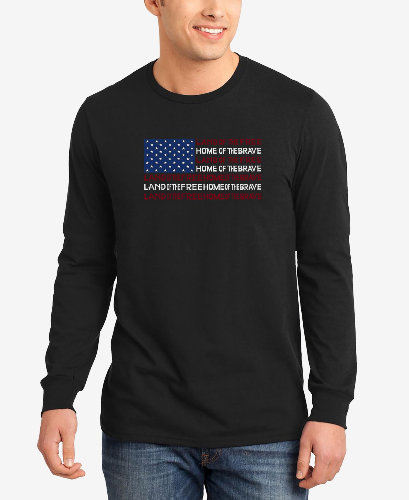 Мужской лонгслив LA Pop Art Land of the Free American Flag Word Art