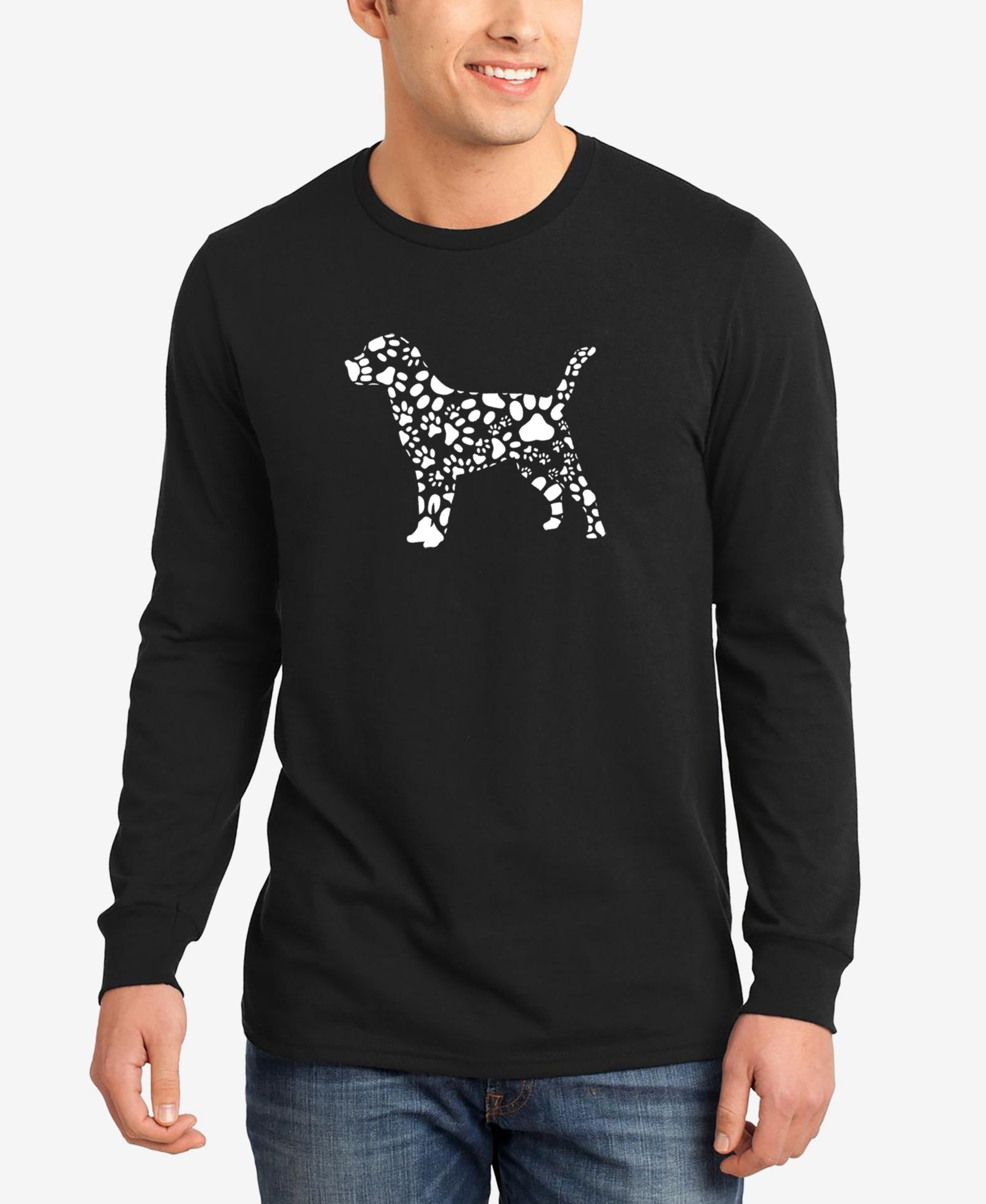 Мужская футболка LA Pop Art Dog Paw Prints Word Art с длинным рукавом