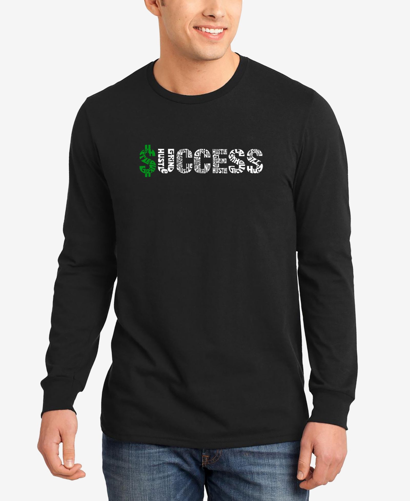 LA Pop Art Men's Success Word Art Long Sleeves T-shirt