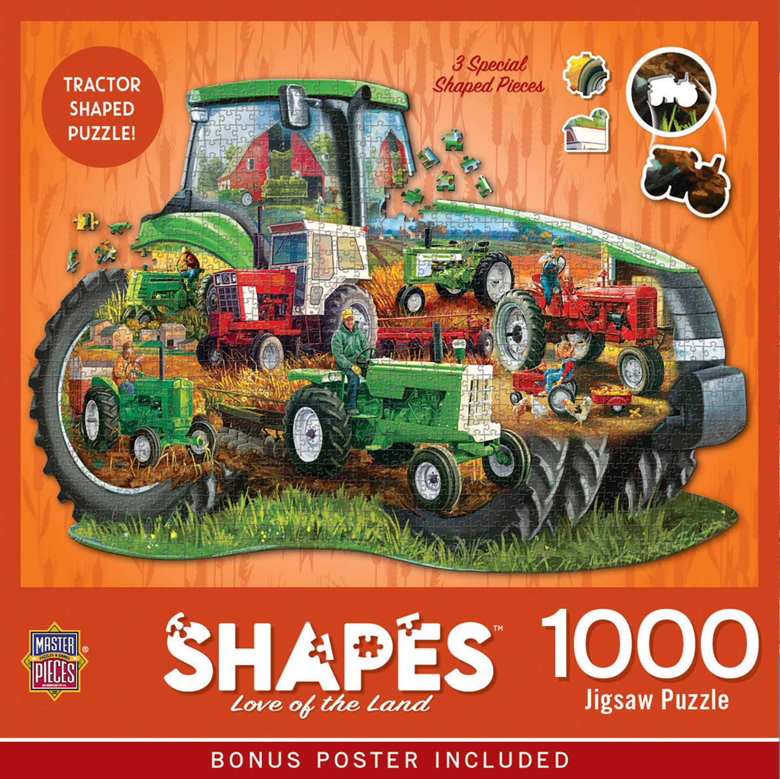 Masterpieces Puzzles Love of the Land 1000-Piece Tractor-Shaped Jigsaw Puzzle, Ages 14+