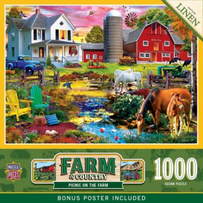 Masterpieces Puzzles Farm & Country - Picnic On The Farm 1000 Piece Puzzle, Ages 14+