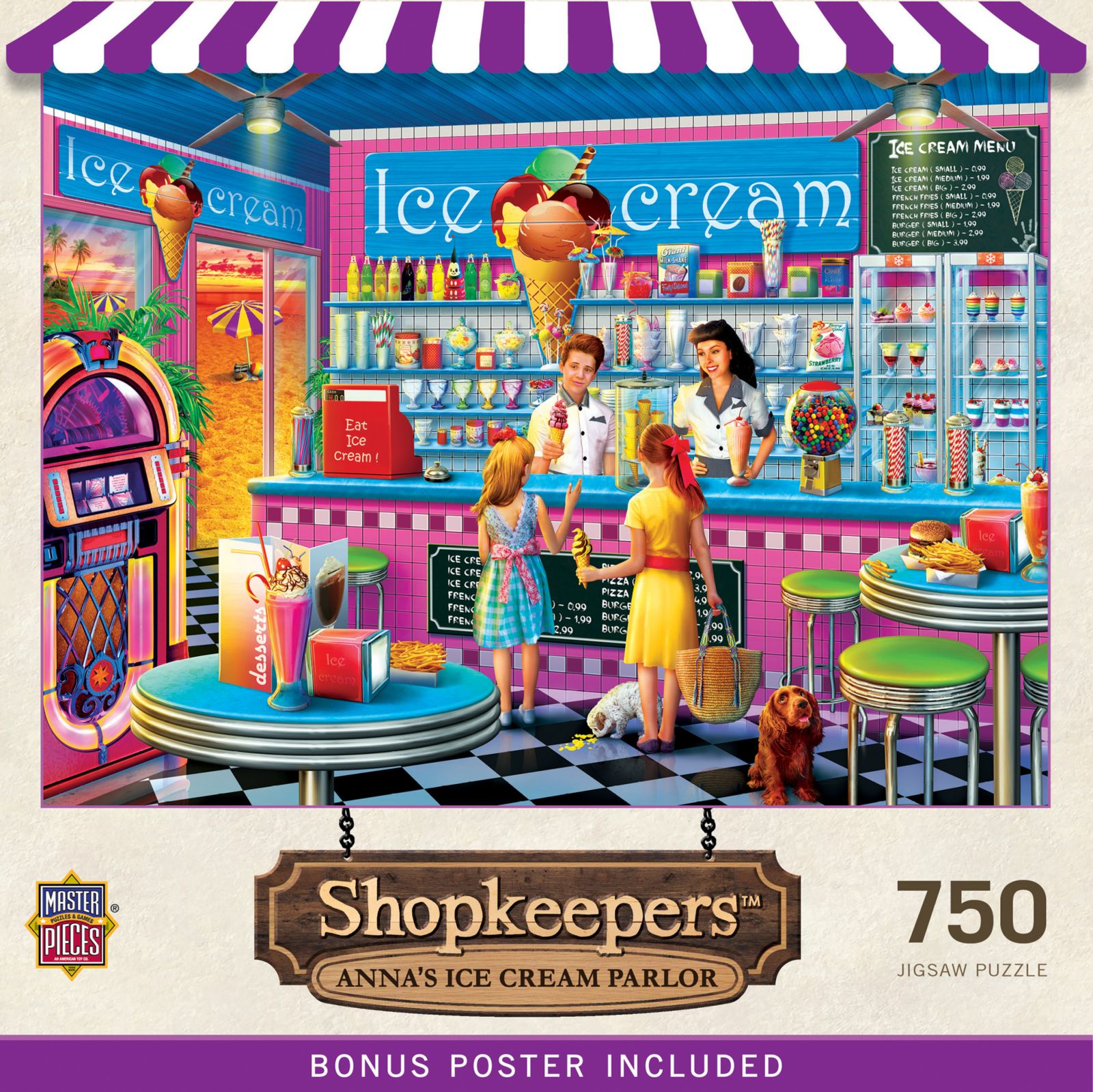 Пазл MasterPieces Shopkeepers - Anna's Ice Cream Parlor 750 Piece Puzzle