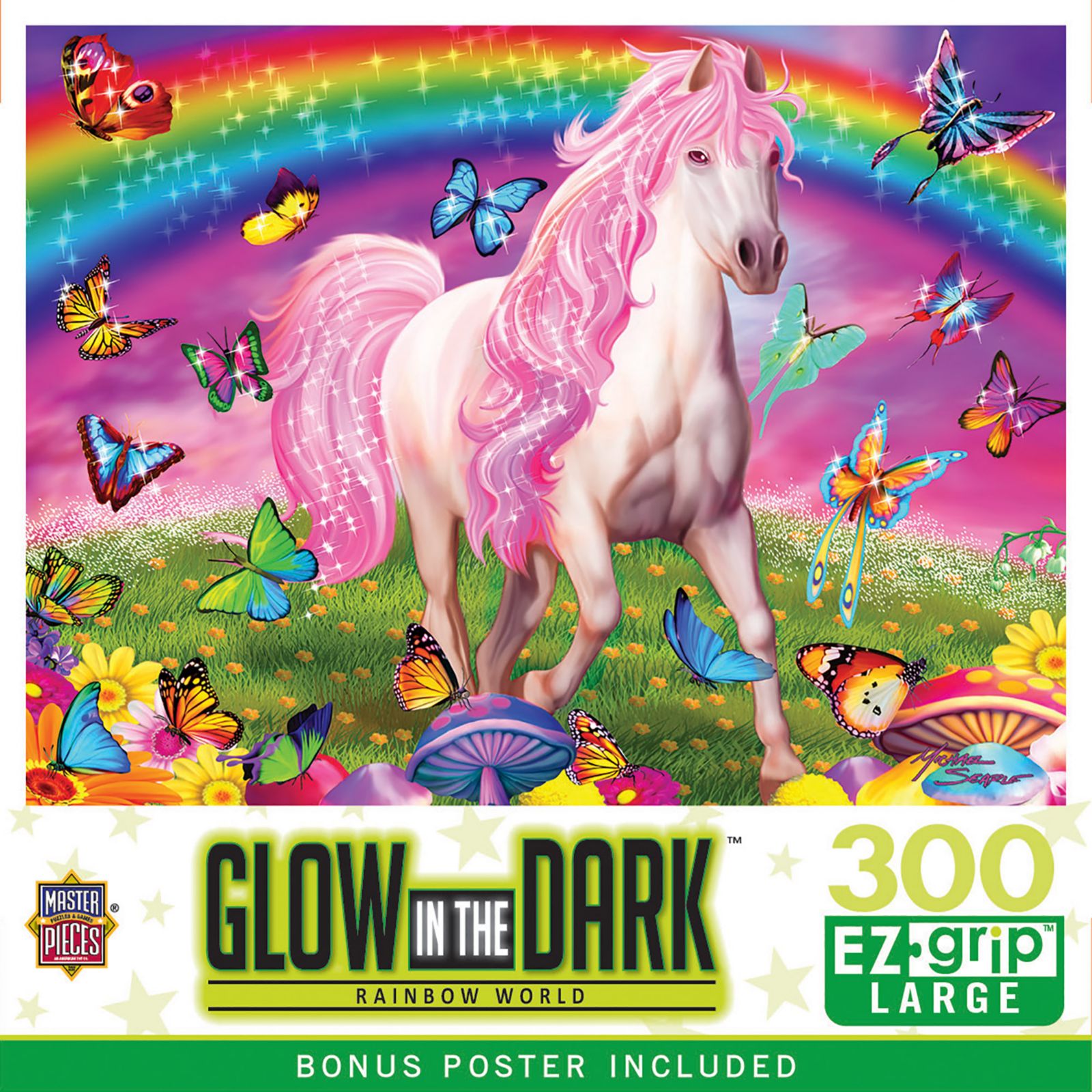 Пазл MasterPieces Glow in the Dark - Rainbow World 300 Piece EZ Grip