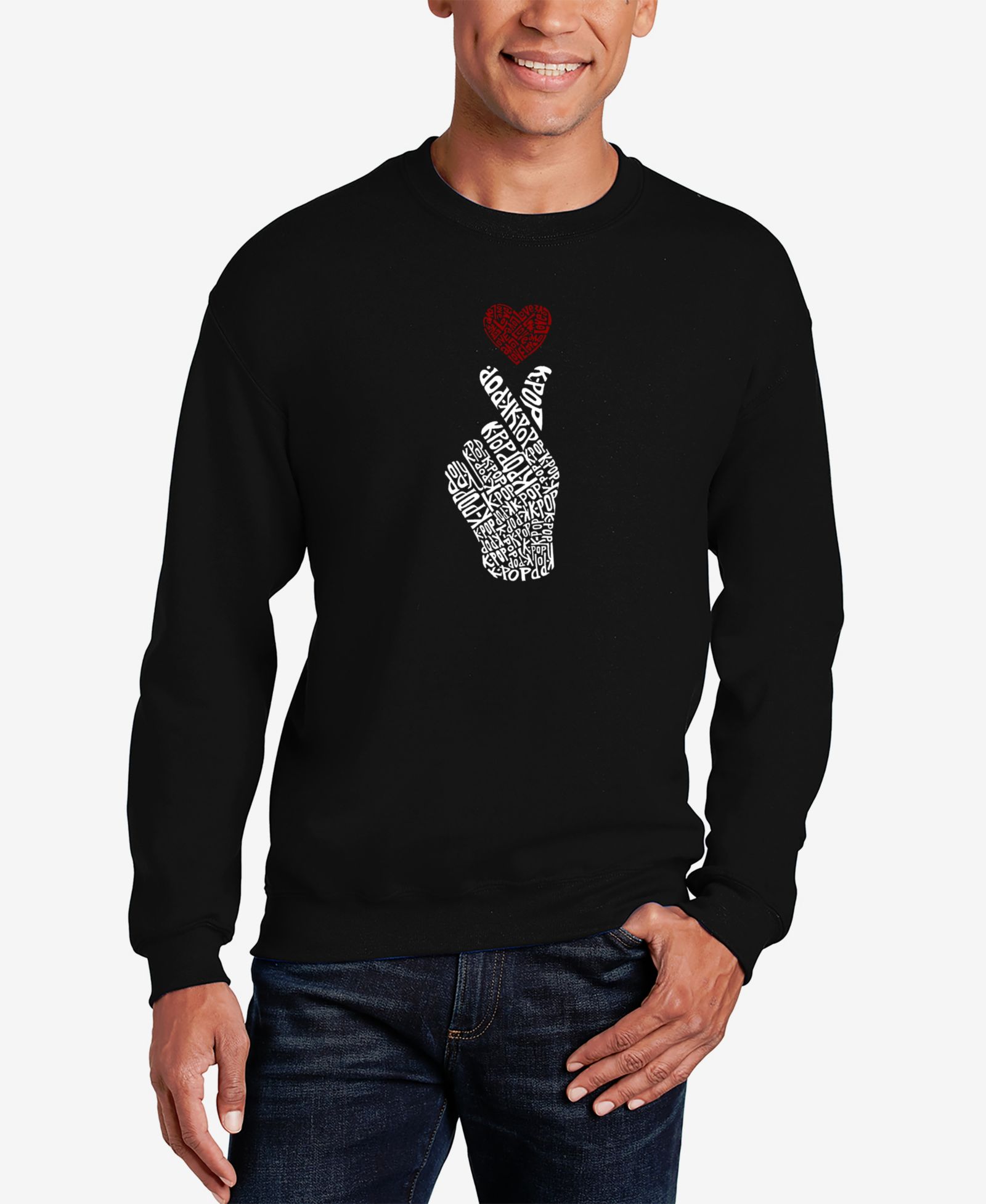 LA Pop Art Men's K-Pop Word Art Crew Neck Sweatshirt