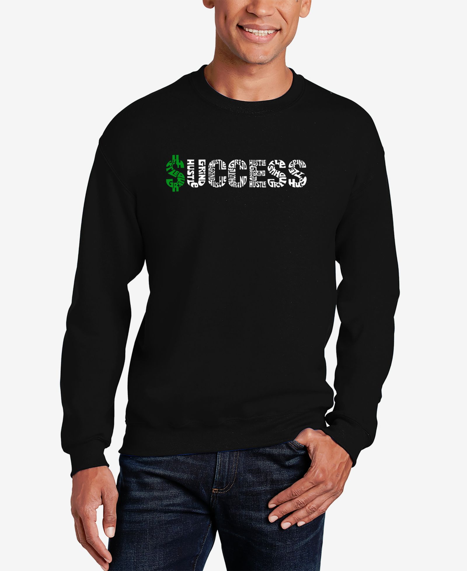 LA Pop Art Men's Success Word Art Crew Neck Sweatshirt
