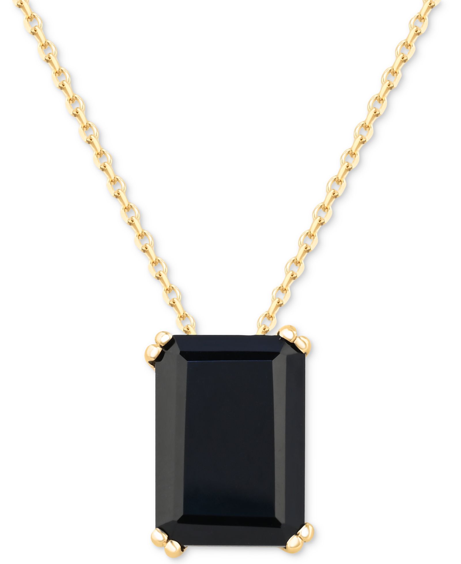 Подвеска Onyx Solitaire 18" из стерлингового серебра с напылением 14k Gold-Plated