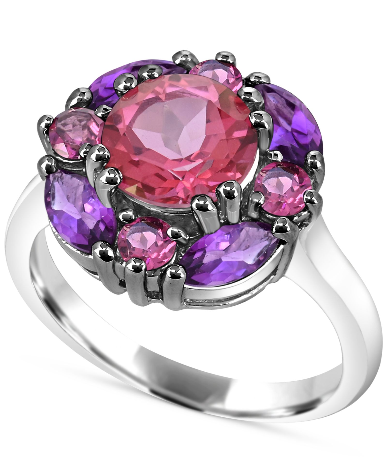 Multi-Gemstone Cluster Ring (3-7/8 ct. t.w.) in Sterling Silver