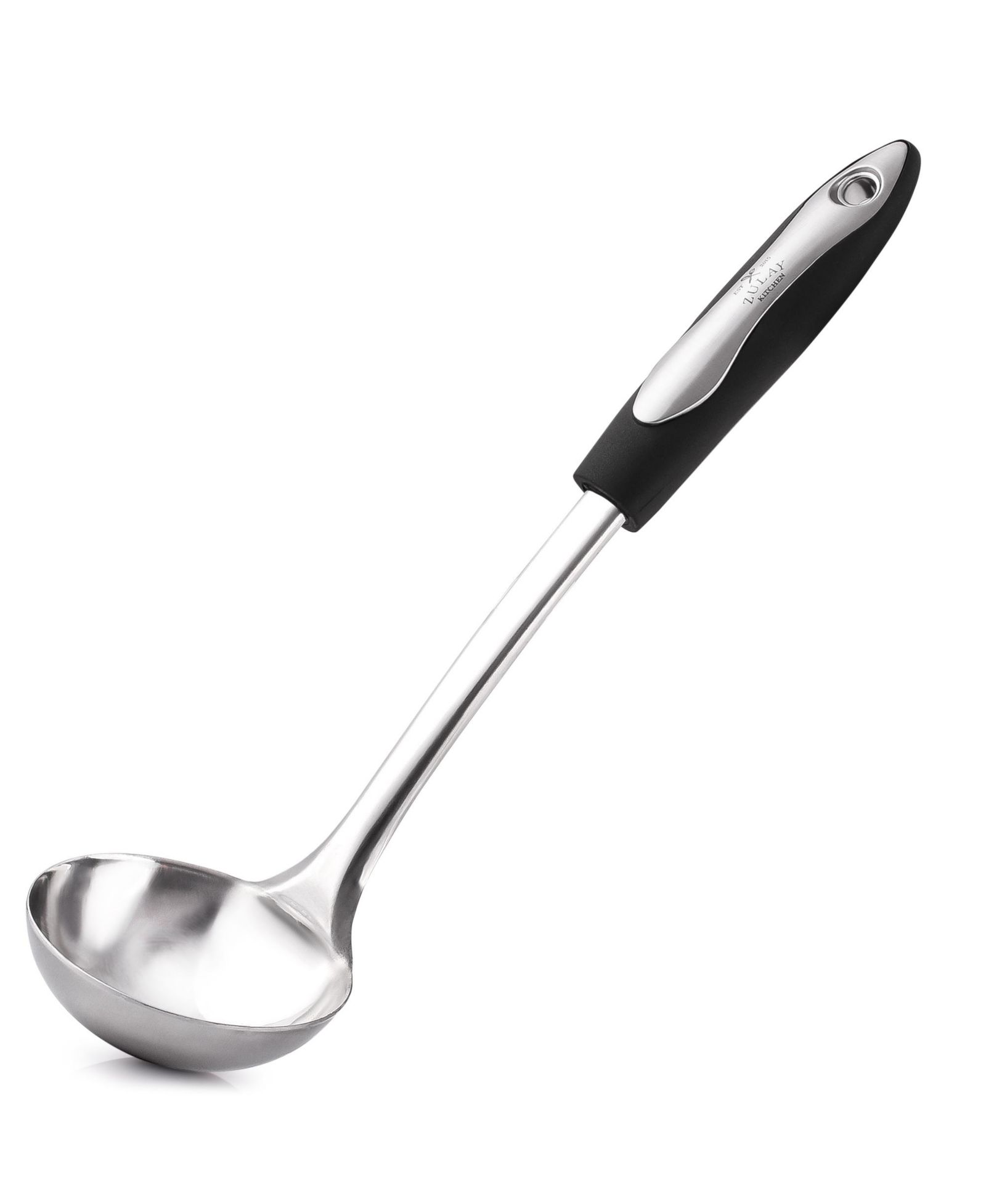 Половник Zulay Kitchen Premium из нержавеющей стали с нескользящей силиконовой ручкой, 12 Inch