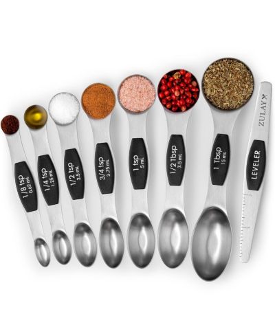 8-Piece Magnetic Stainless Steel Measuring Spoon Set with Leveler