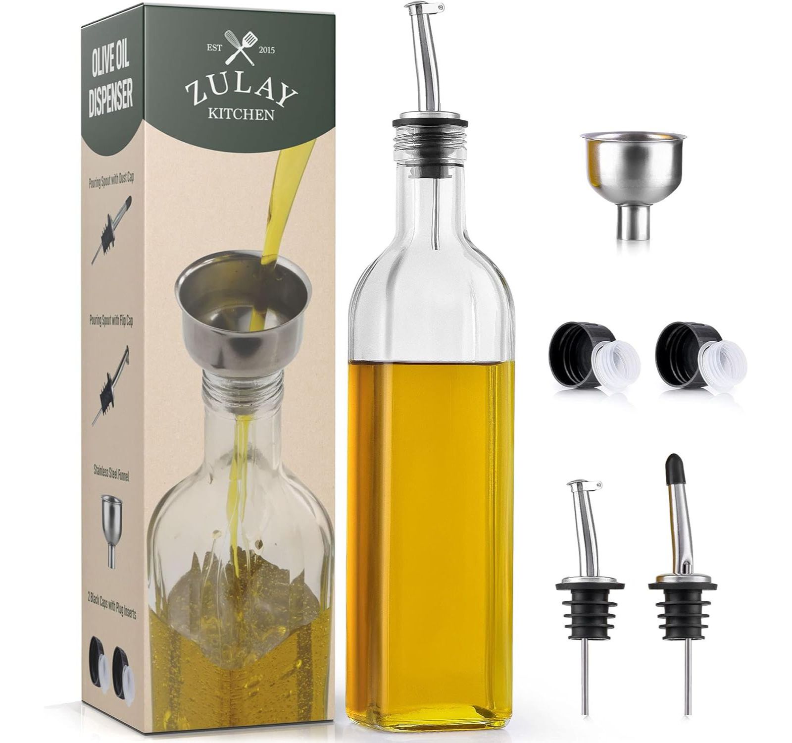 Zulay Kitchen 1 Pack Bottle Dispenser with Pourers and Funnel
