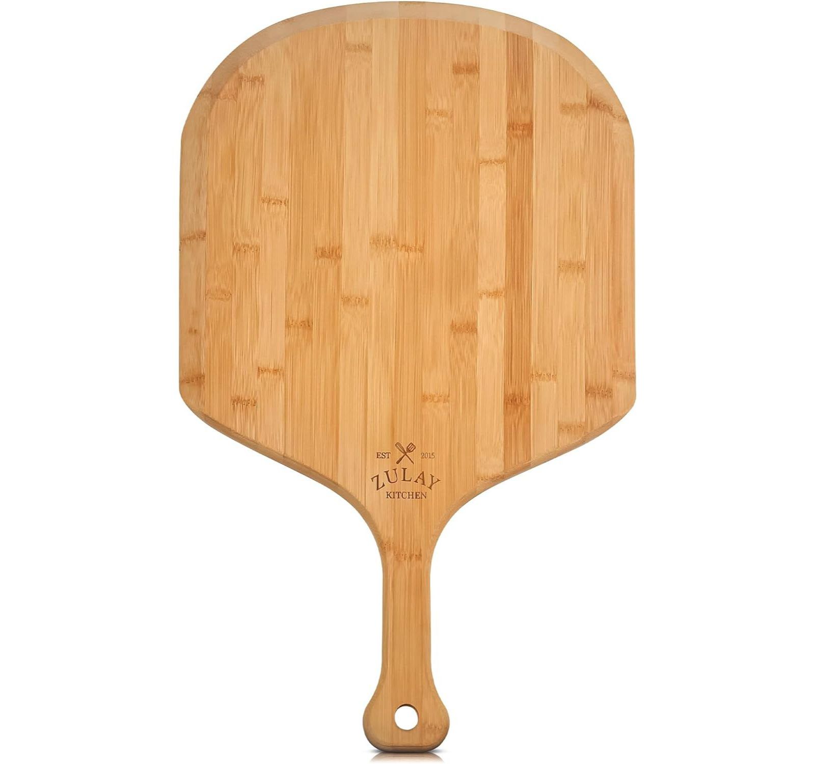 Zulay Kitchen Authentic Bamboo Pizza Peel Wood with Easy Glide Edges & Handle For Transferring & Serving