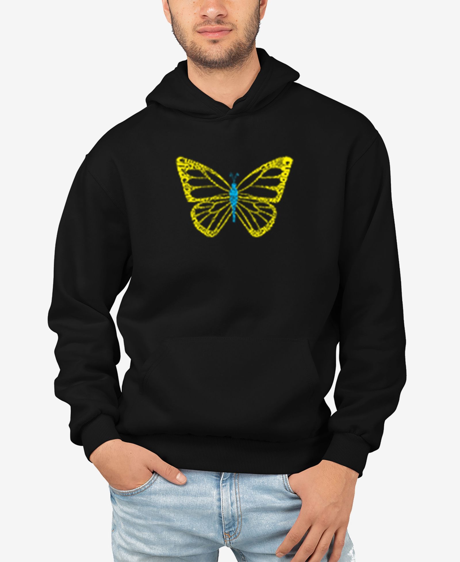 Мужское худи LA Pop Art с принтом Butterfly Word Art