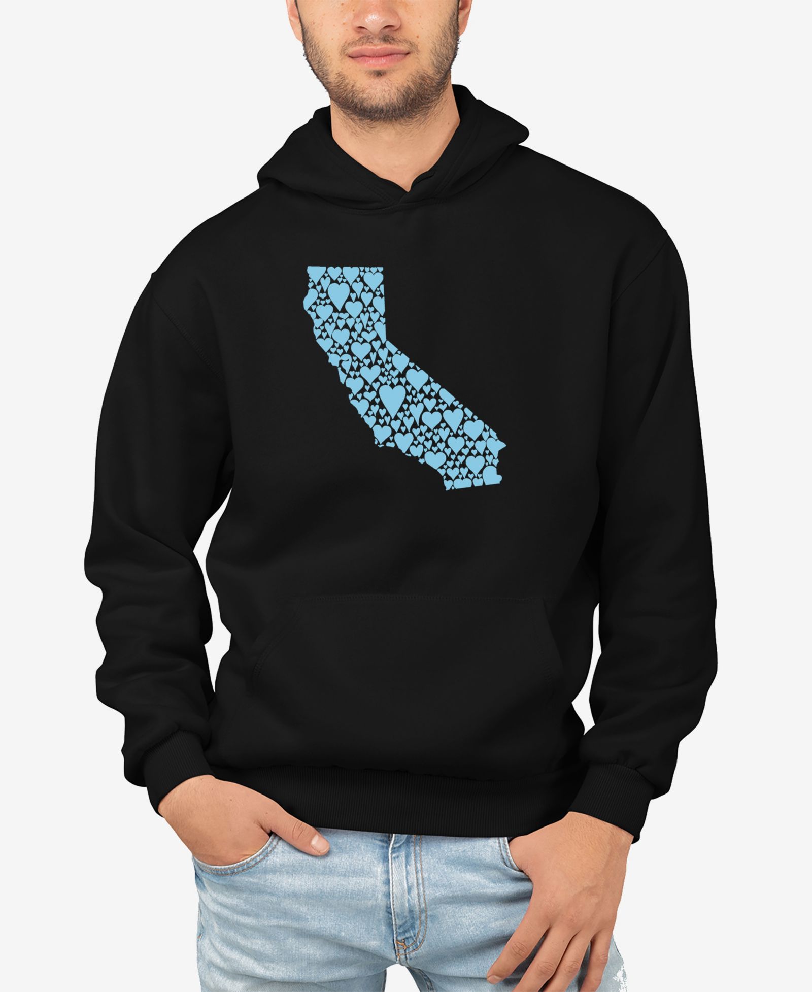 LA Pop Art Мужское худи California Hearts Word Art