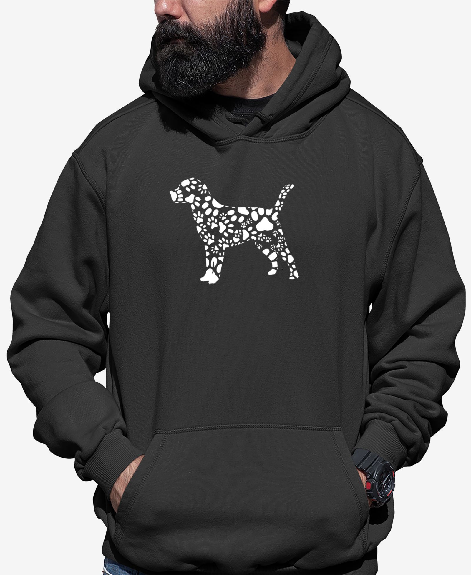 LA Pop Art Мужское худи с принтом Dog Paw Prints Word Art