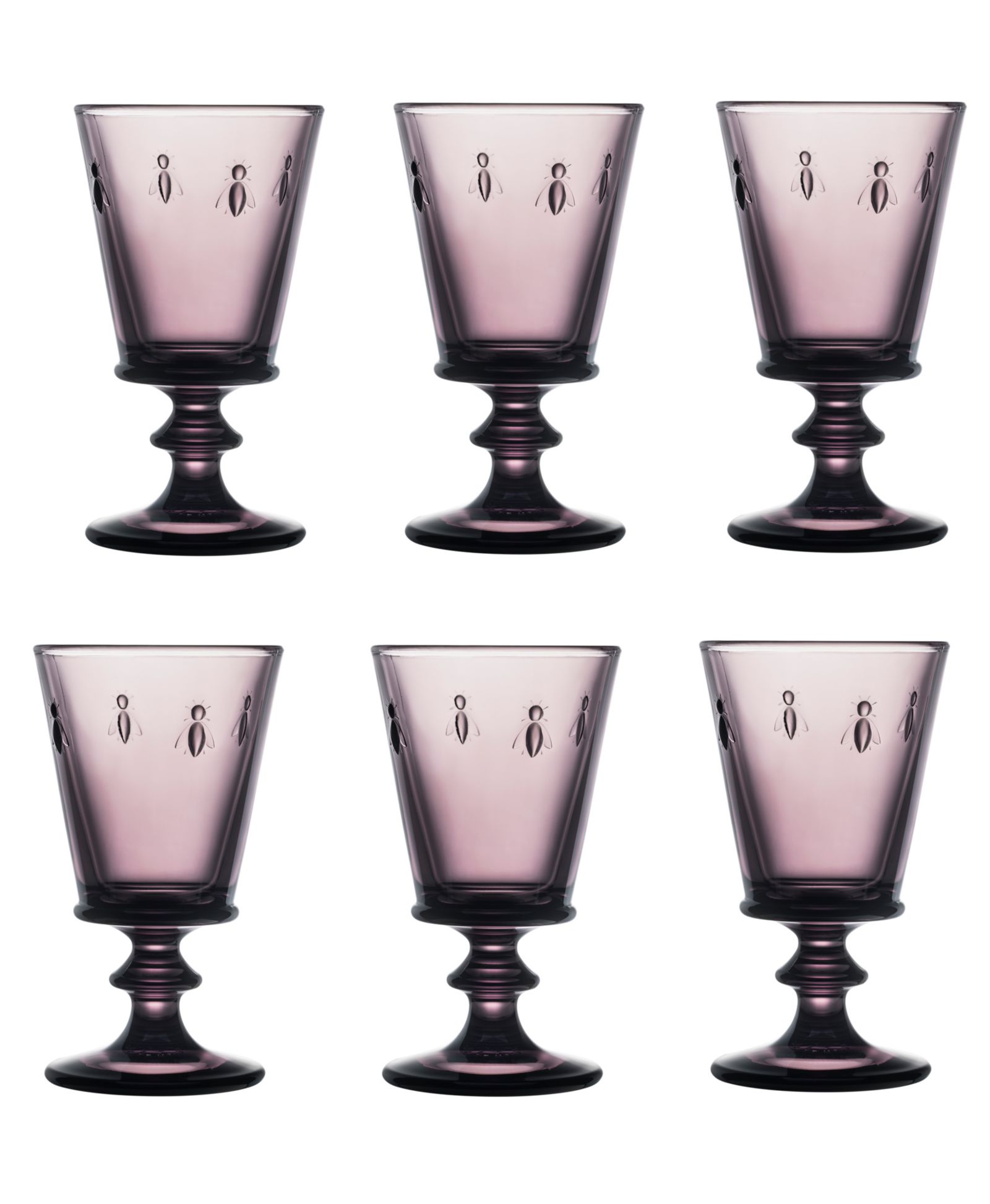 La Rochère Napoleon Bee Aubergine 6-Piece Wine Glass Set, 9 oz