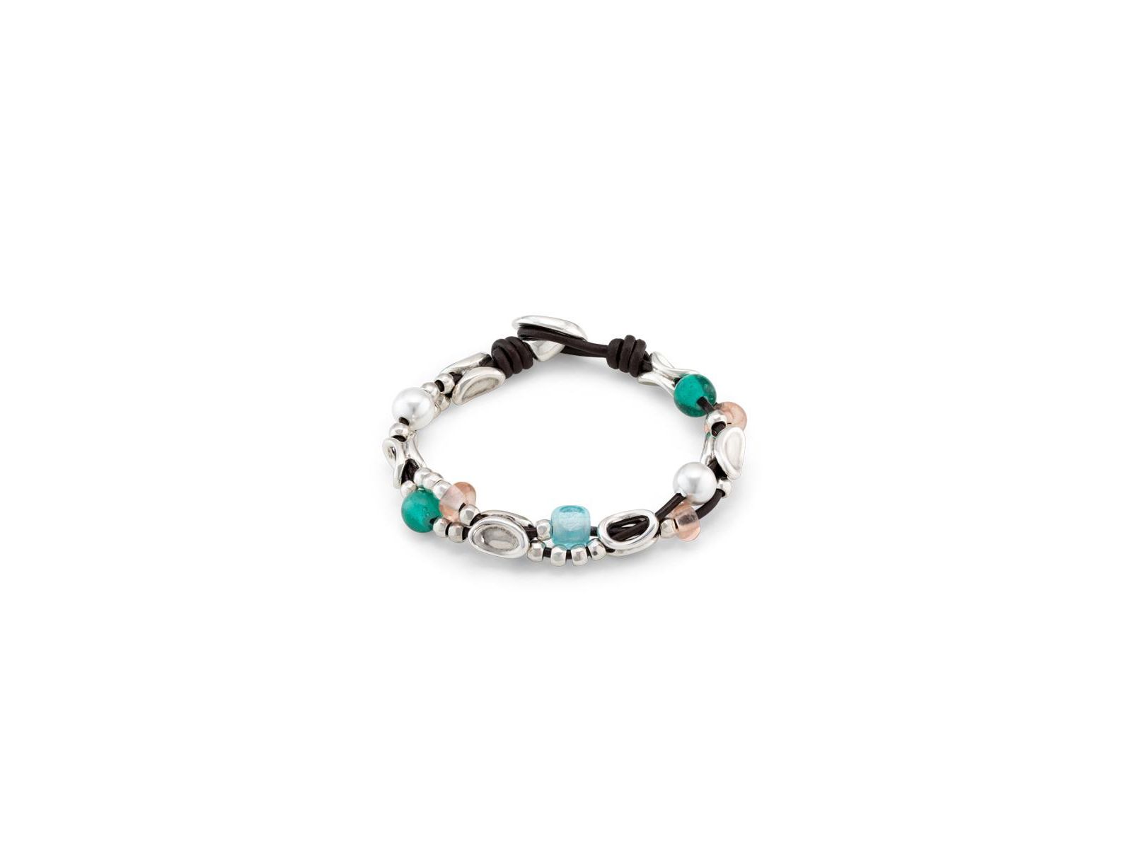 UNOde50 Sterling Silver-Plated Links and Handmade crystal Bracelet