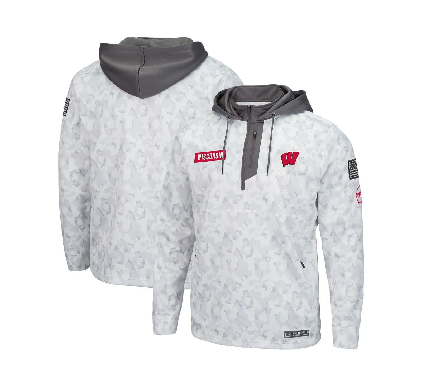Мужское худи Colosseum Arctic Camo Wisconsin Badgers OHT с молнией на четверть