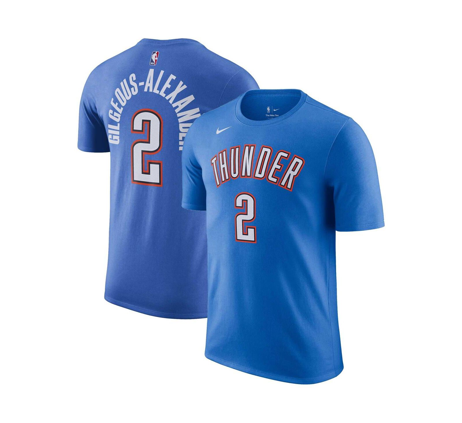 Men's Nike Shai Gilgeous-Alexander Blue Oklahoma City Thunder Icon 2022/23 Name and Number Performance T-shirt