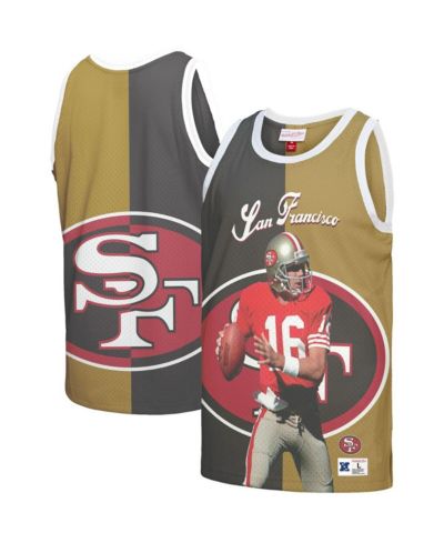 Мужская майка Mitchell & Ness Joe Montana San Francisco 49ers черная с золотым принтом
