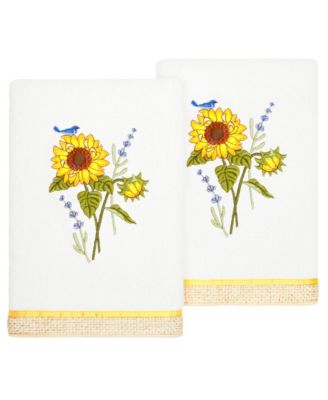 Linum Home Turkish Cotton Girasol Embellished 2-Pc. Hand Towel Set