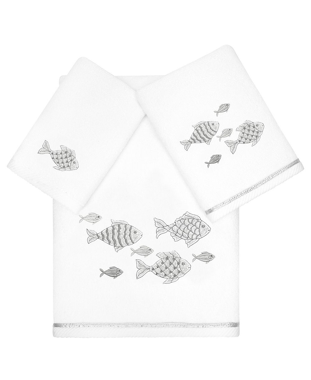 Linum Home Turkish Cotton Figi Embellished 3-Pc. Bath Towel Set
