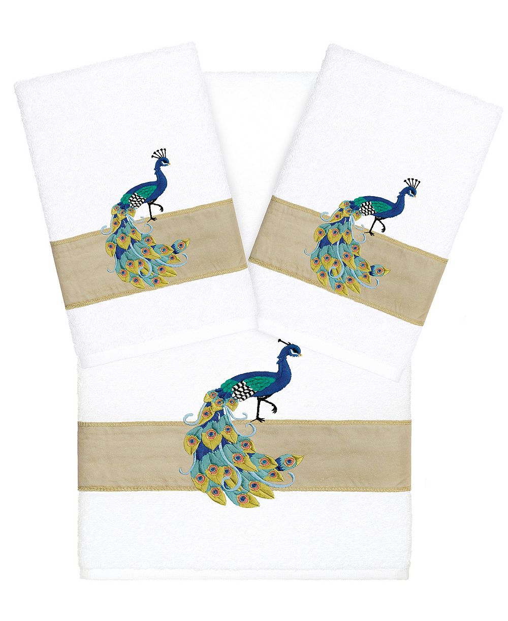Linum Home Turkish Cotton Penelope Embellished 3-Pc. Bath Towel Set