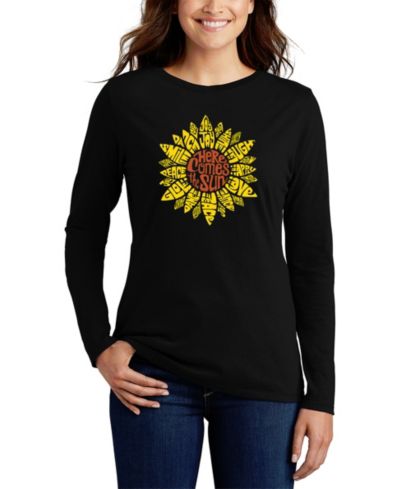 LA Pop Art Женская футболка с длинным рукавом Sunflower Word Art