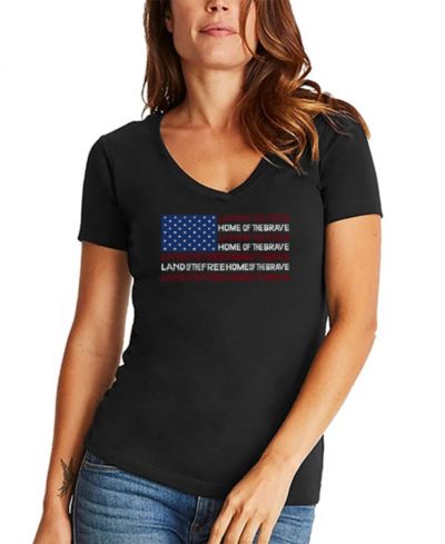 LA Pop Art Женская футболка V-neck с принтом American Flag
