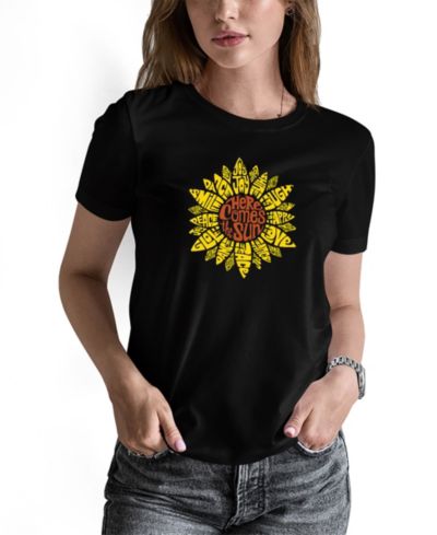 LA Pop Art Women's Sunflower Word Art T-shirt