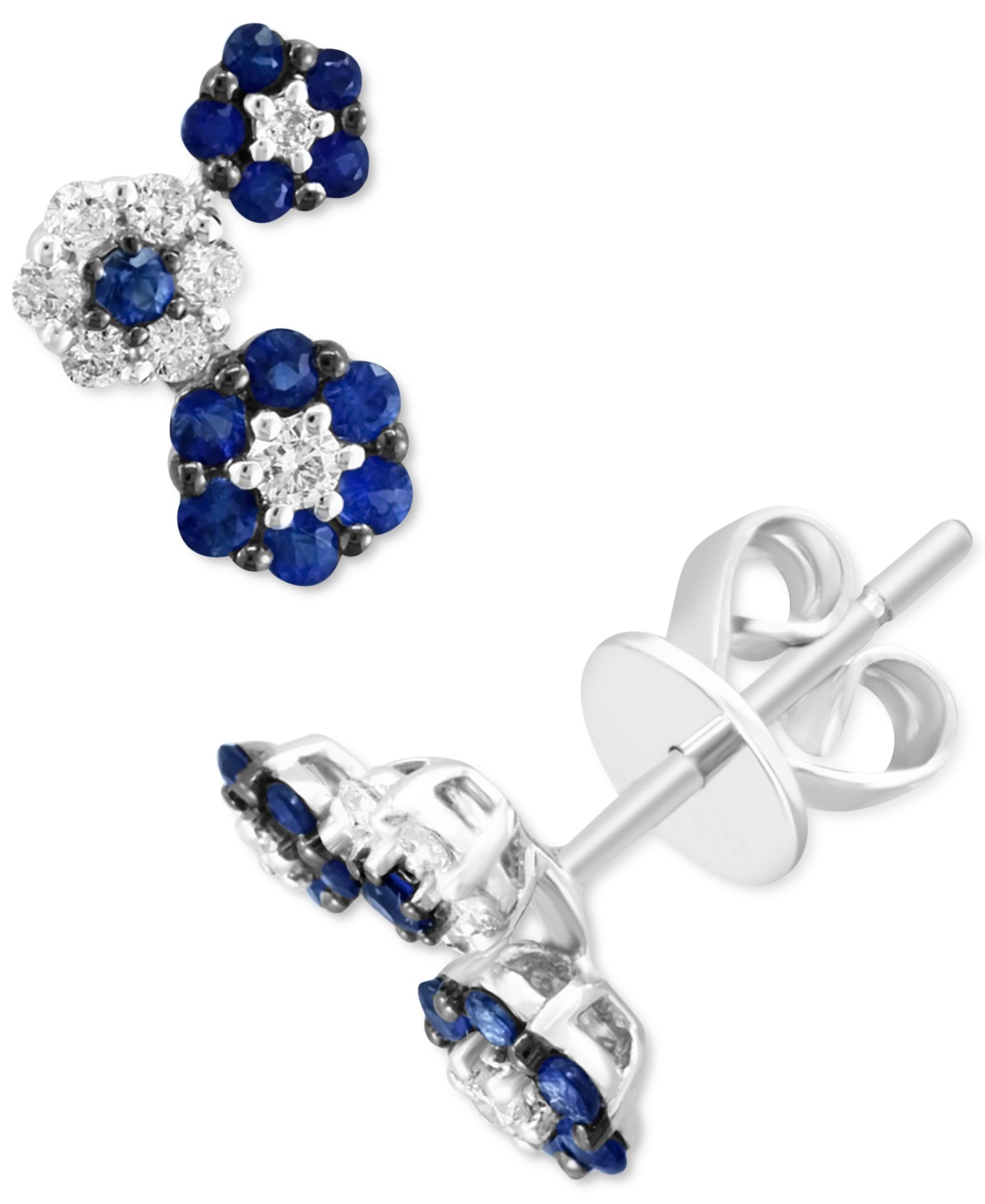 Серьги-гвоздики LALI Jewels с драгоценными камнями и бриллиантами в белом золоте 14k