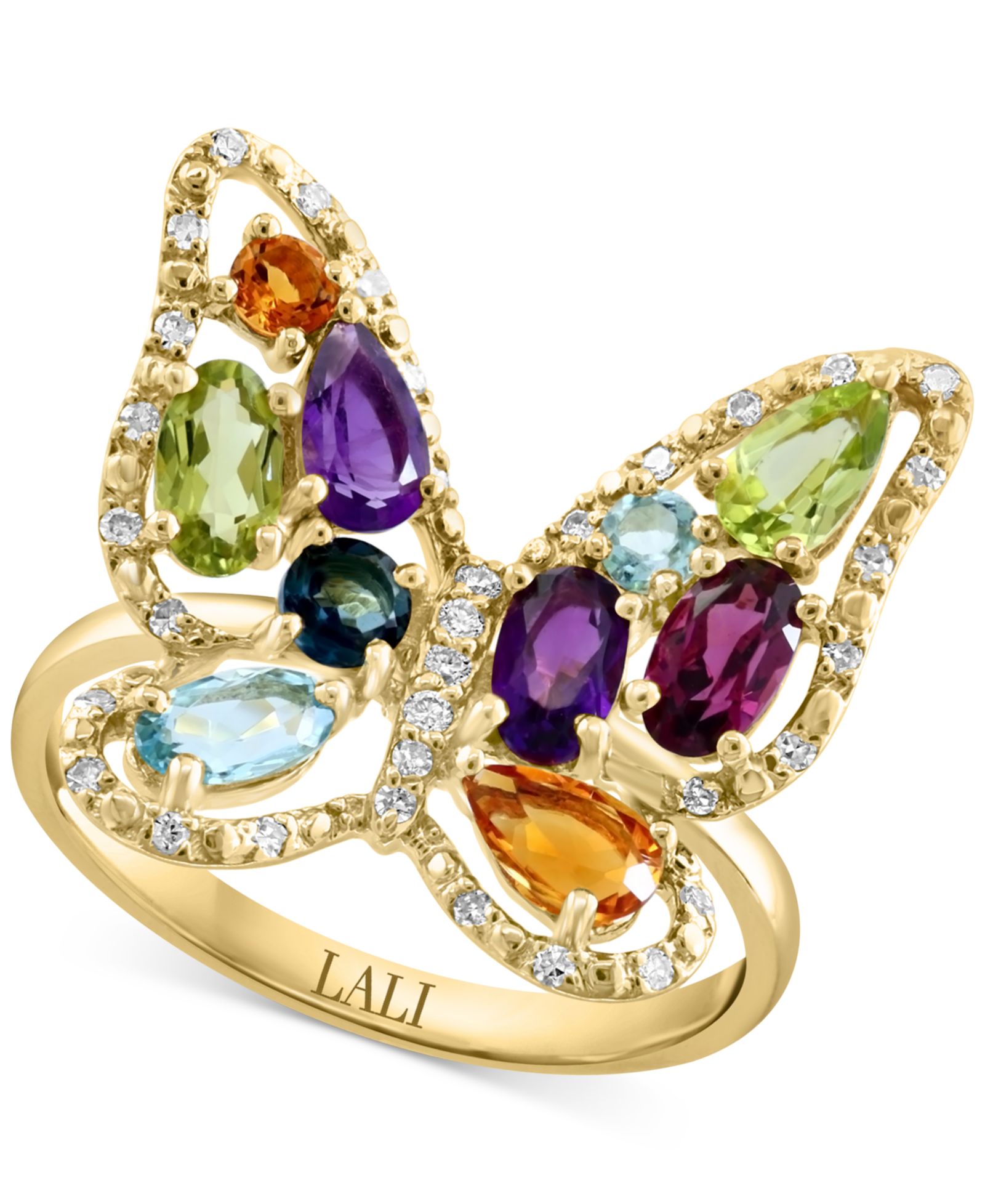 Кольцо-бабочка LALI Jewels Multi-Gemstone & Diamond в 14k Gold