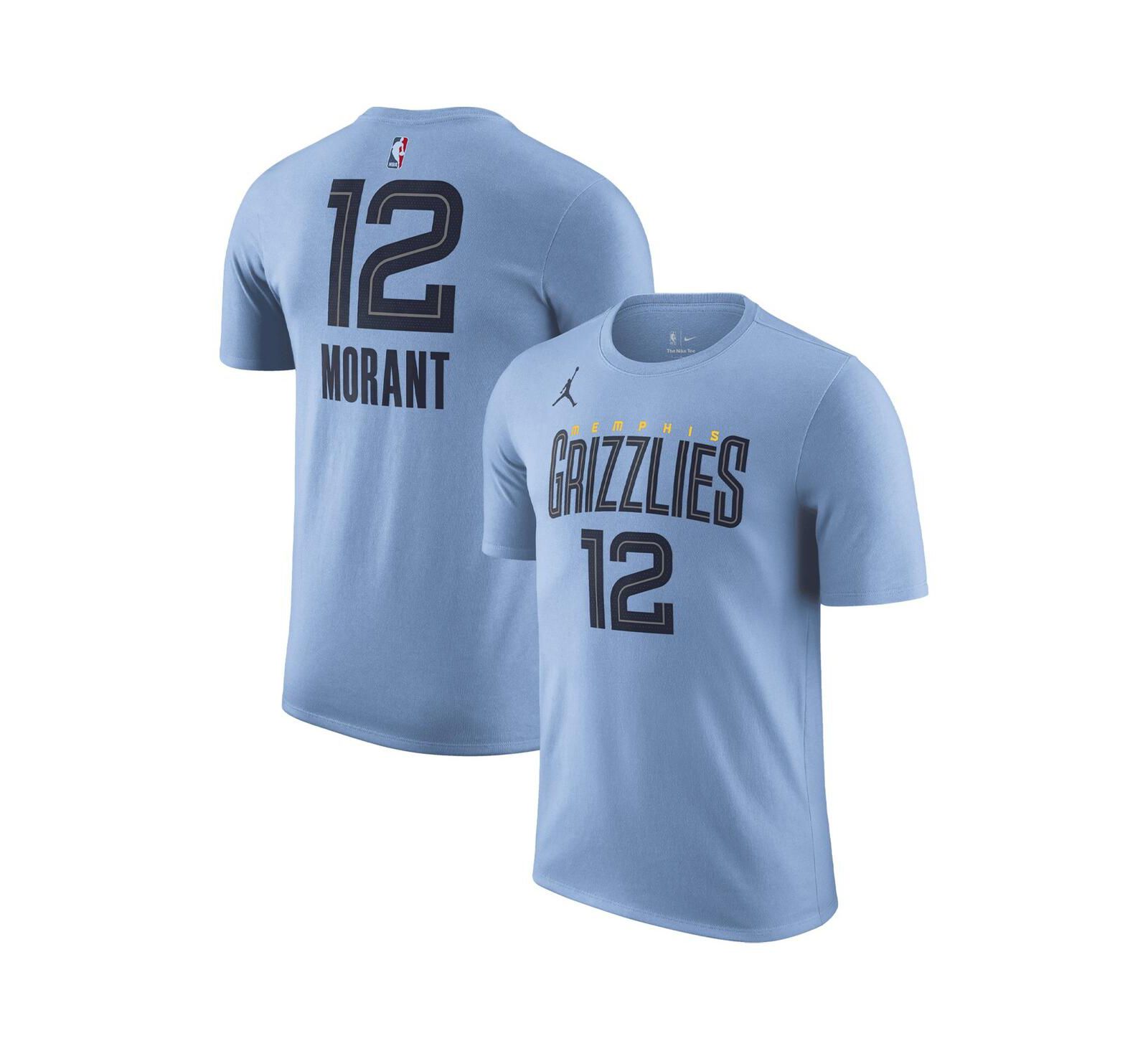 Men's Jordan Ja Morant Light Blue Memphis Grizzlies 2022/23 Statement Edition Name and Number T-shirt