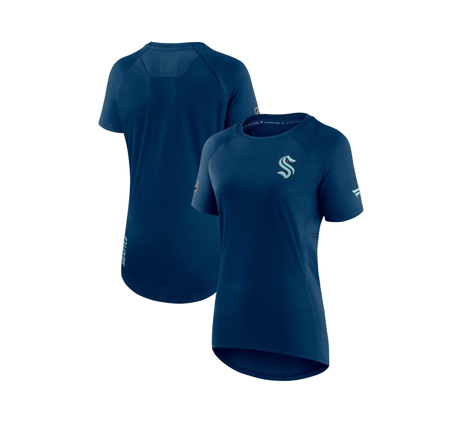 Женский Fanatics Deep Sea Blue Seattle Kraken Authentic Pro Rink Raglan Tech T-shirt