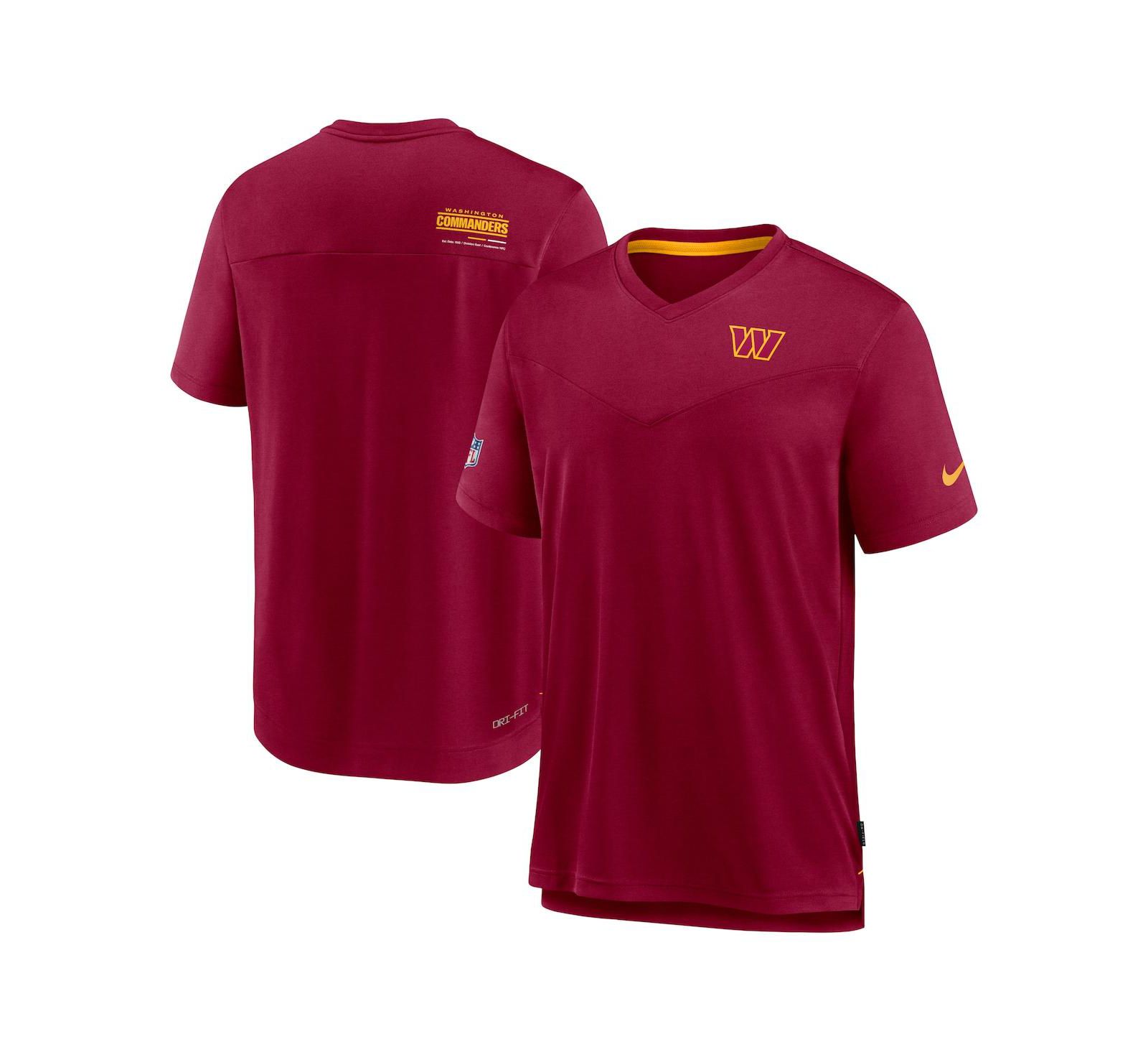 Men's Nike Burgundy Washington Commanders Sideline Coach Chevron Lock Up Logo V-neck Performance T-shirt