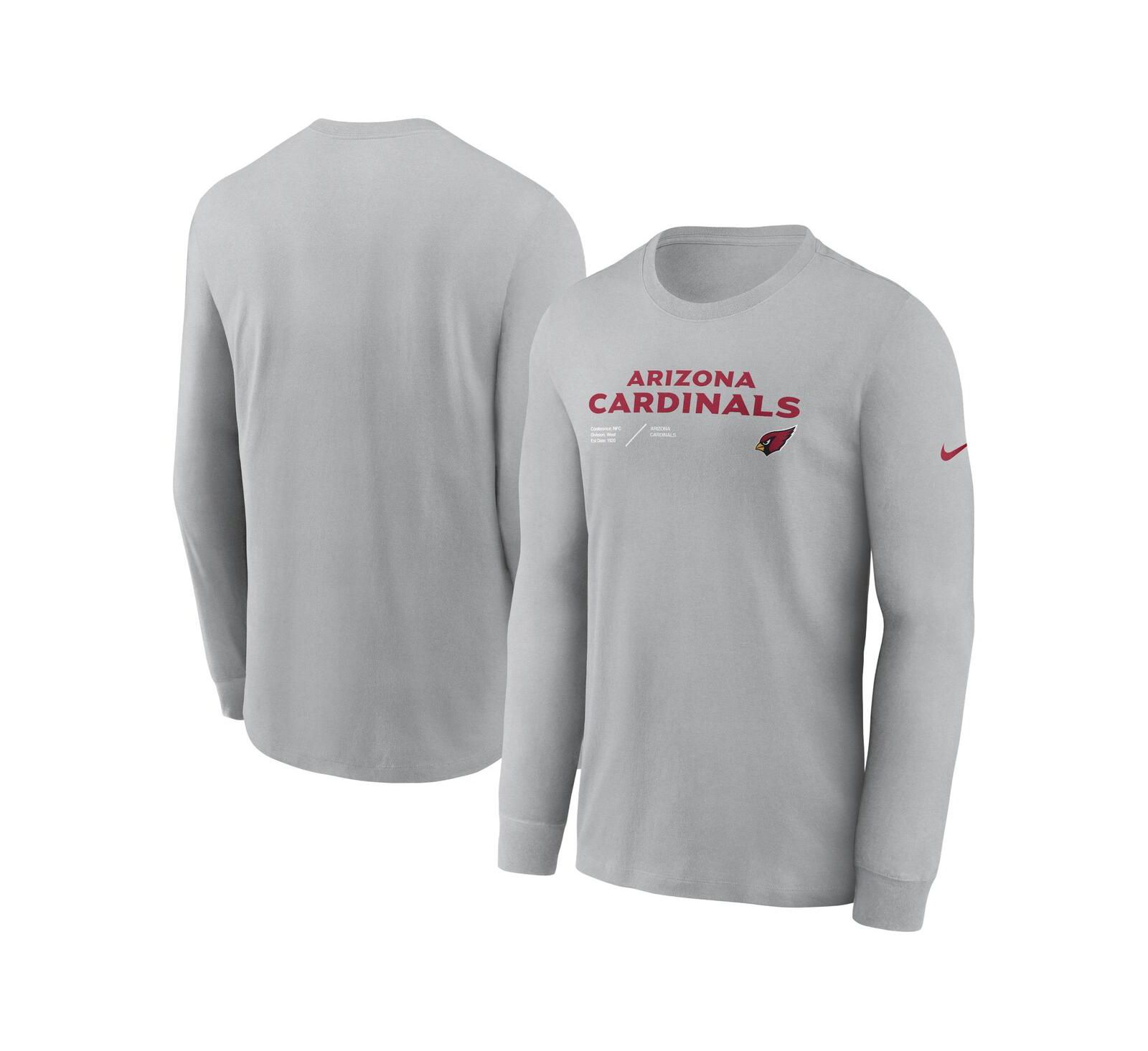 Men's Nike Gray Arizona Cardinals Sideline Infograph Lock Up Performance Long Sleeve T-shirt
