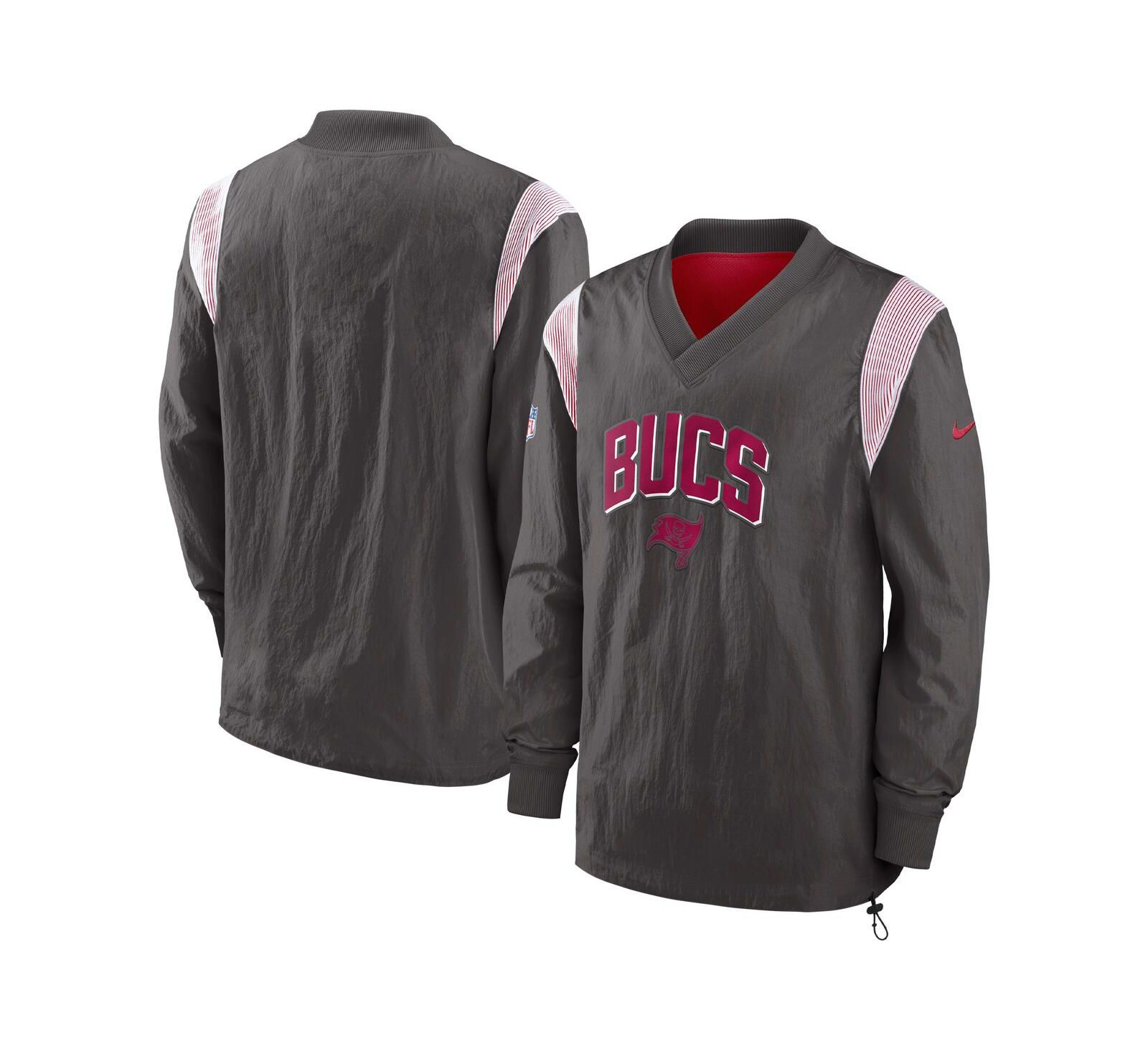 Мужская Nike Pewter Tampa Bay Buccaneers Sideline Athletic Stack V-neck Windshirt Jacket