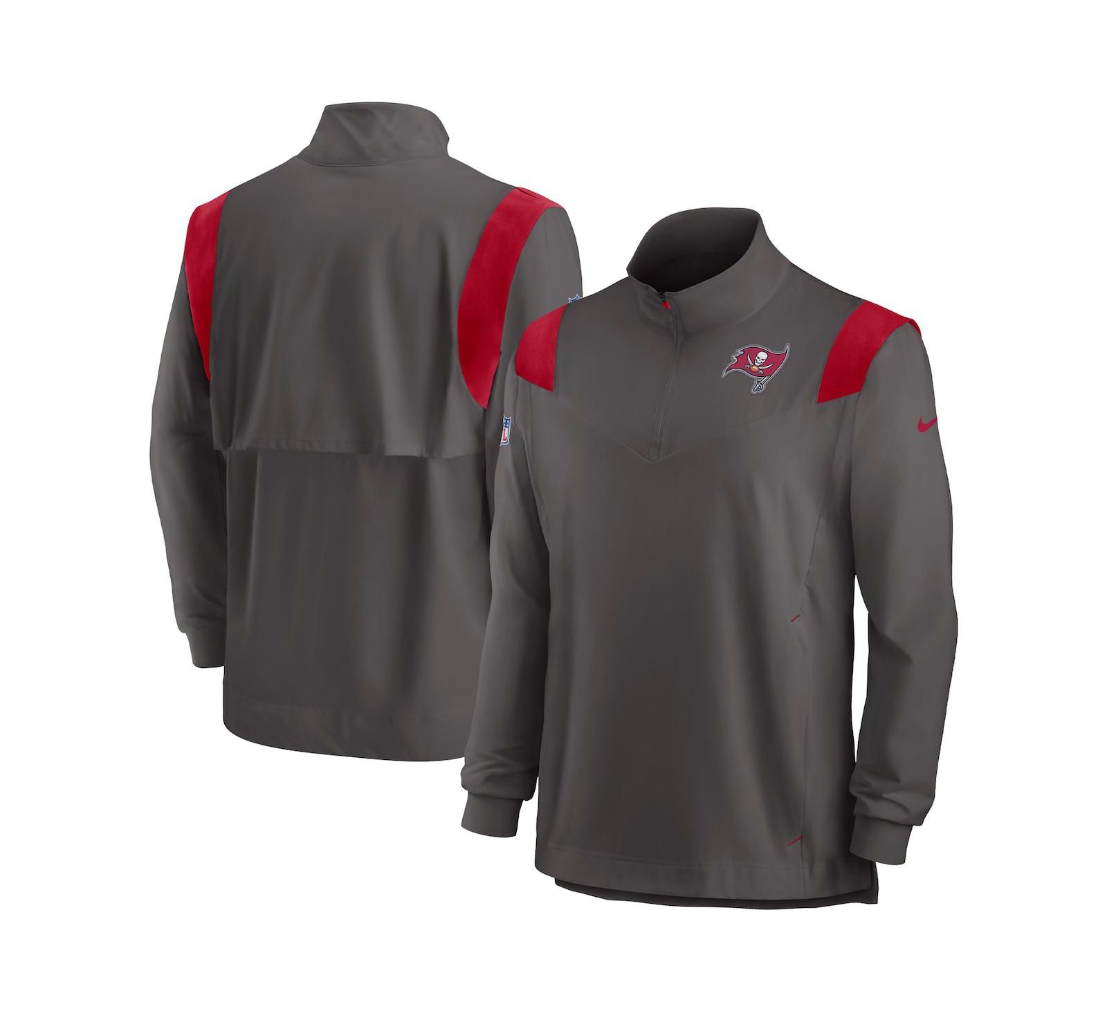 Men's Nike Pewter Tampa Bay Buccaneers Sideline Coach Chevron Lockup Quarter-zip Long Sleeve Top