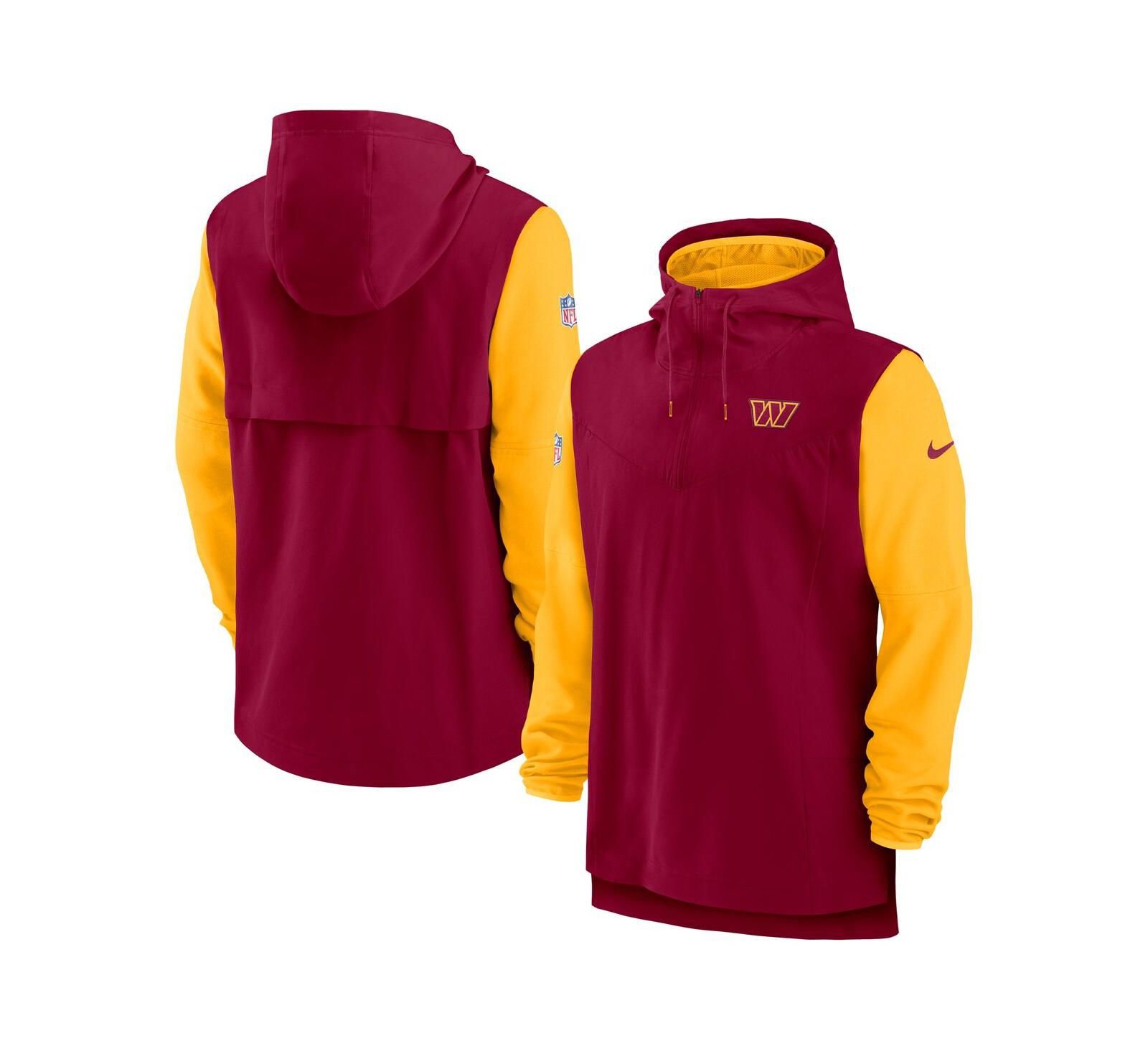 Men's Nike Burgundy, Gold Washington Commanders Sideline Player Quarter-zip Hoodie