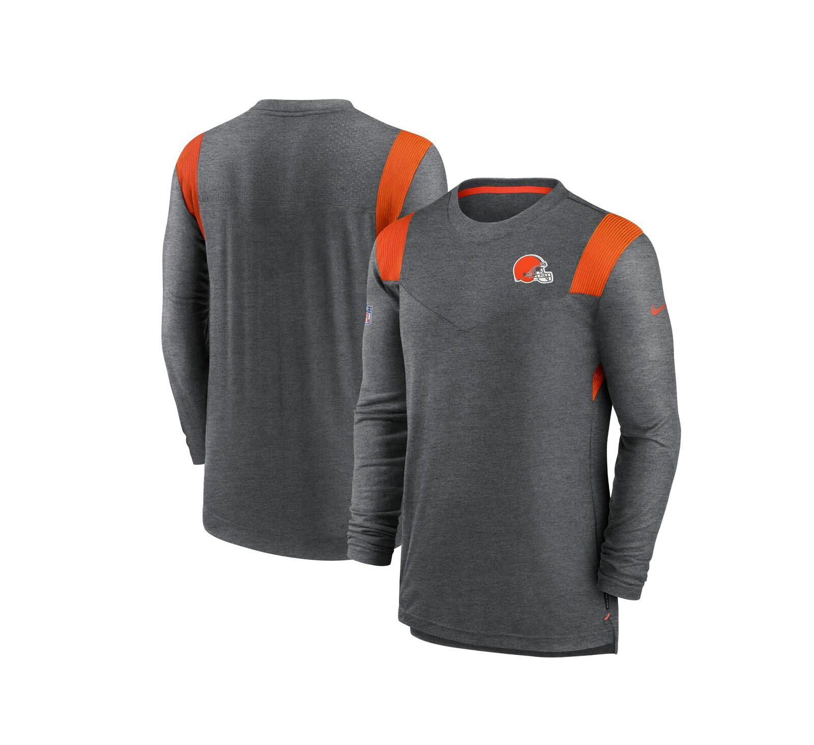 Men's Nike Charcoal Cleveland Browns Sideline Tonal Logo Performance Player Long Sleeve T-shirt