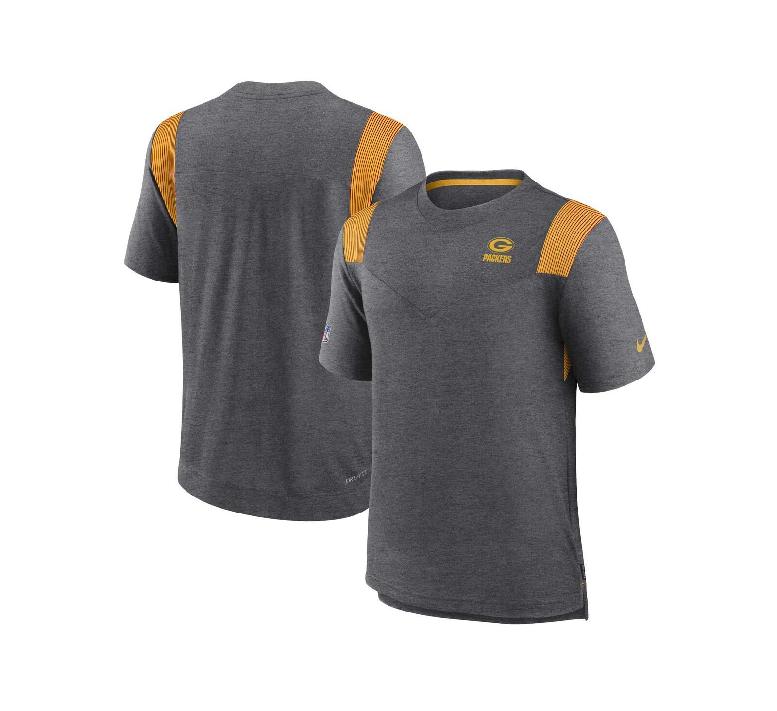 Men's Nike Heather Charcoal Green Bay Packers Sideline Tonal Logo Performance Player T-shirt