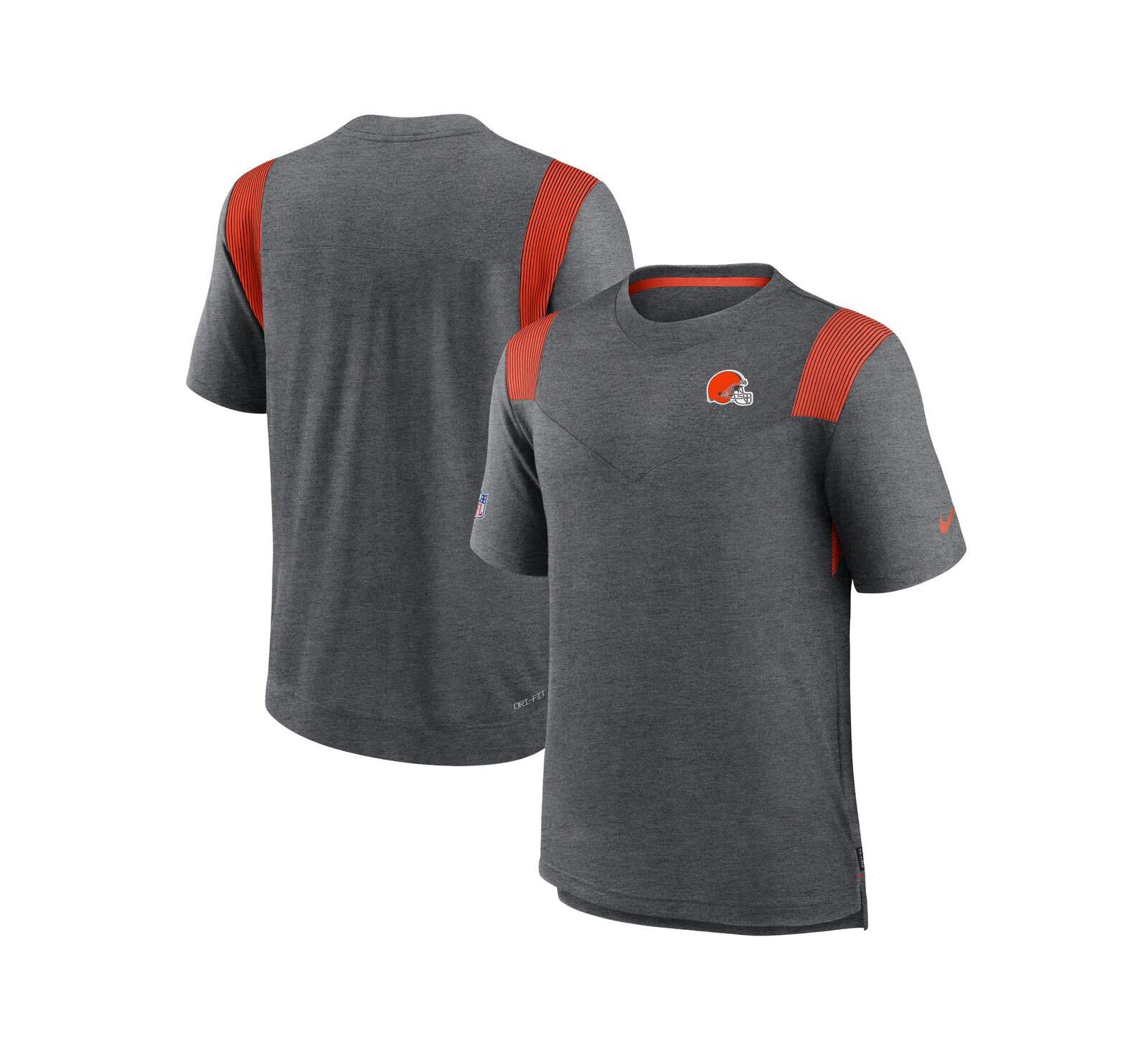 Men's Nike Heather Charcoal Cleveland Browns Sideline Tonal Logo Performance Player T-shirt
