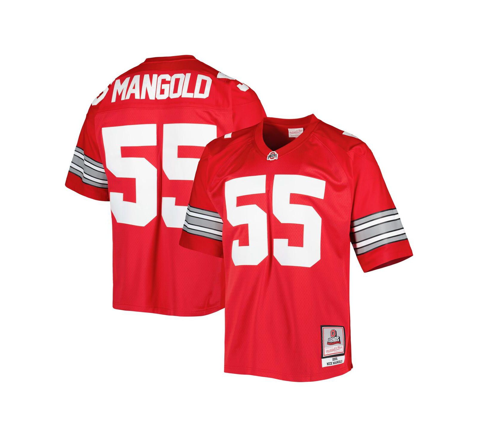 Мужская джерси Mitchell & Ness Nick Mangold Scarlet Ohio State Buckeyes Authentic