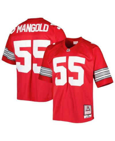 Мужская джерси Mitchell & Ness Nick Mangold Scarlet Ohio State Buckeyes Authentic