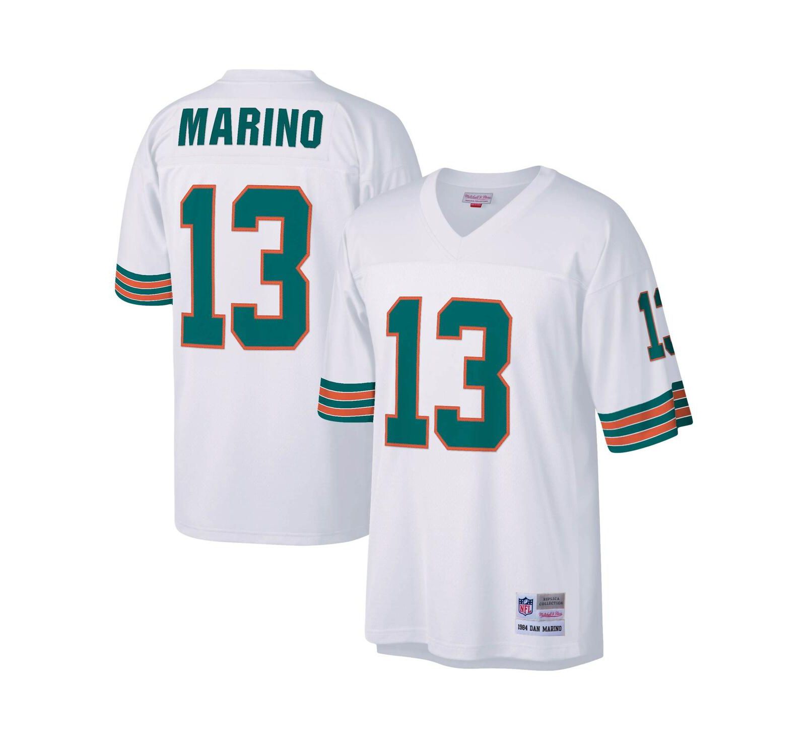 Мужская джерси Mitchell & Ness Dan Marino White Miami Dolphins Big and Tall 1984 Retired Player Replica
