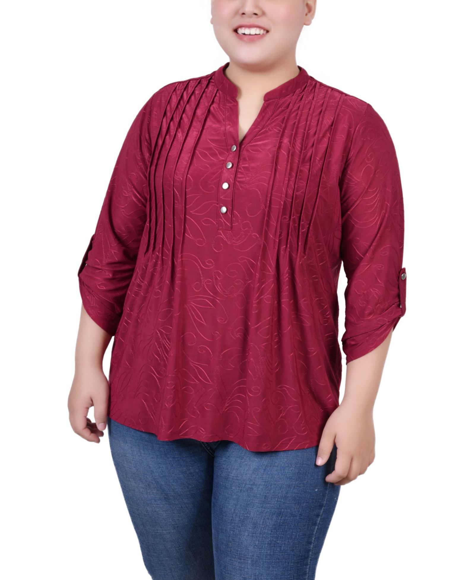 NY Collection Топ с рукавом 3/4, Plus Size