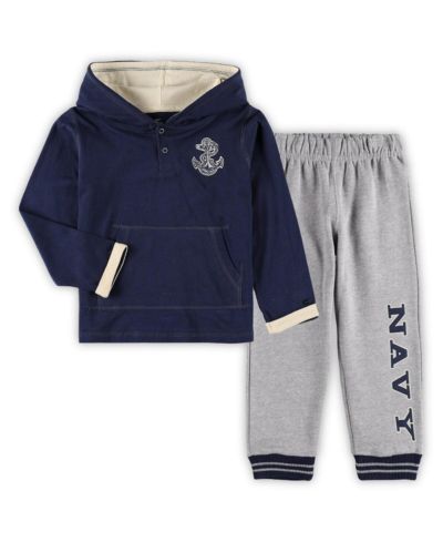Комплект Colosseum для малышей Navy and Heathered Gray Navy Midshipmen Poppies Pullover Hoodie и Sweatpants